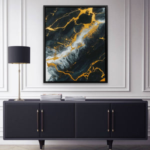 Midnight Veins - Black and Gold Wall Art for Home Office