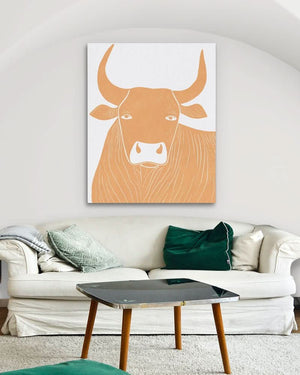 Minimal Might - Bull Wall Art in Black Frame