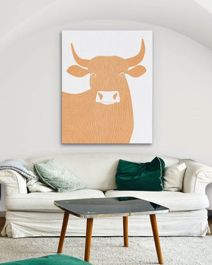 Minimalist Charge - Bull Wall Art in Black Frame