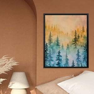 Misty Forest - Blue Nature Canvas Print