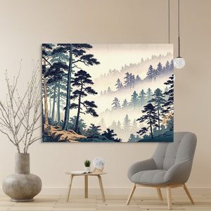 Misty Forest Indigo โ misty forest indigo sq beige wall 1land flush print
