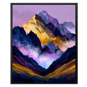 Misty Peaks Layered canvas wall art, room view