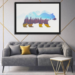 Misty Valley Bear - Landscapes Wall Art in Black Frame