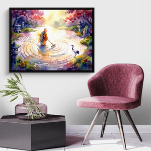 Monk Raking Circles โ monk raking circles sq land purple chair 1land framed black
