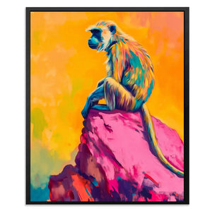 Monkey Sitting on the Cliff - Oversized Monkey Canvas Wall Art