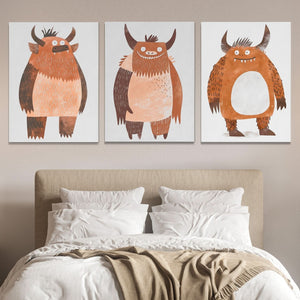 Monster Squad - Beige Canvas Wall Art