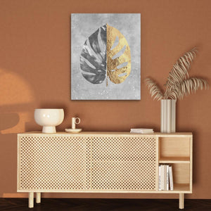 Monstera Leaf With Gold - Luxury Wall Art