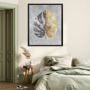 Monstera Leaf With Gold - Wall Art for Bedroom