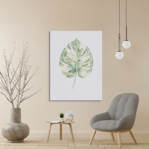 Monstera Sage Leaf โ monstera sage leaf sq beige wall 1port flush print