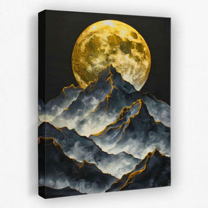 Moonlit Mountain Range - Landscapes Canvas Wall Art