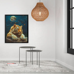 Moonlit Sleeping Tiger - Earth Tones Wall Art for Living Room
