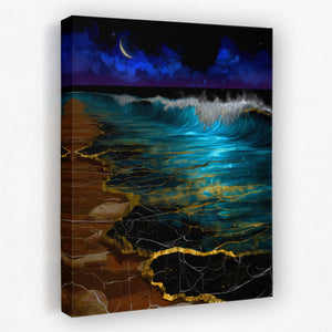 Moonlit Wave Lapping — Moonlit Wave Lapping Portrait Side View Mirror 231