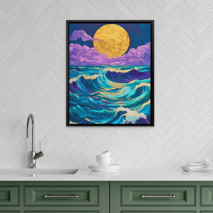 Moonlit Wave Magic - Large Bohemian Canvas Print