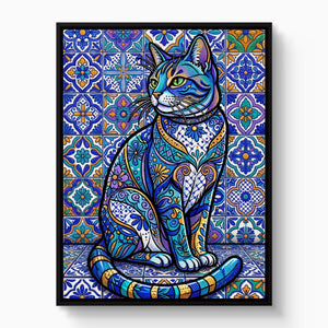 Mosaic Cat Azure - Luxury Wall Art