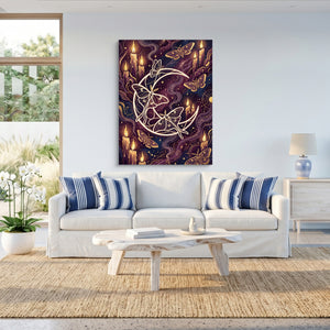 Moths Golden Glow โ moths golden glow sq beach house 1port flush print