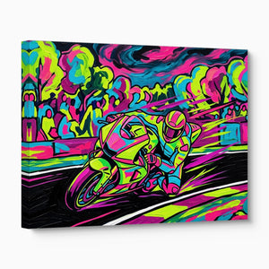 Motorcycle Neon Flash โ motorcycle neon flash angled flush print