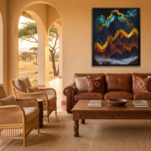 Mountain Peaks Luminous canvas wall art, room view