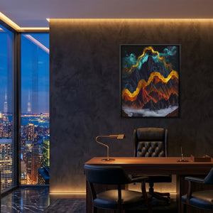 Mountain Peaks Luminous canvas wall art, room view