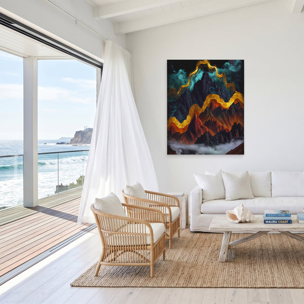 Mountain Peaks Luminous in a room