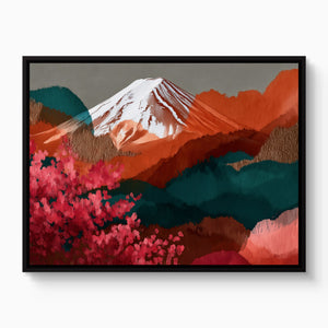 Mt. Fuji Crimson Blossom โ mt. fuji crimson blossom white studio framed black