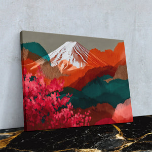 Mt. Fuji Crimson Blossom — Mt. Fuji Crimson Blossom Against Wall4x5 Reflect 6
