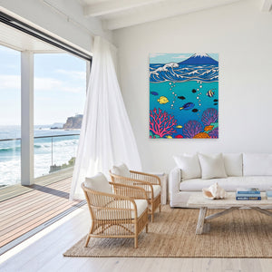 Mt. Fuji Underwater canvas wall art, room view