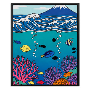 Mt. Fuji Underwater canvas wall art, room view