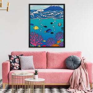 Mt. Fuji Underwater canvas wall art, room view