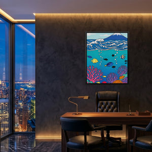 Mt. Fuji Underwater canvas wall art, room view