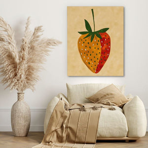 Multicolor Strawberry - Beige Wall Art for Kitchen