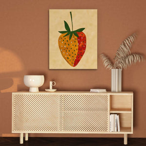 Multicolor Strawberry - Beige Canvas Print