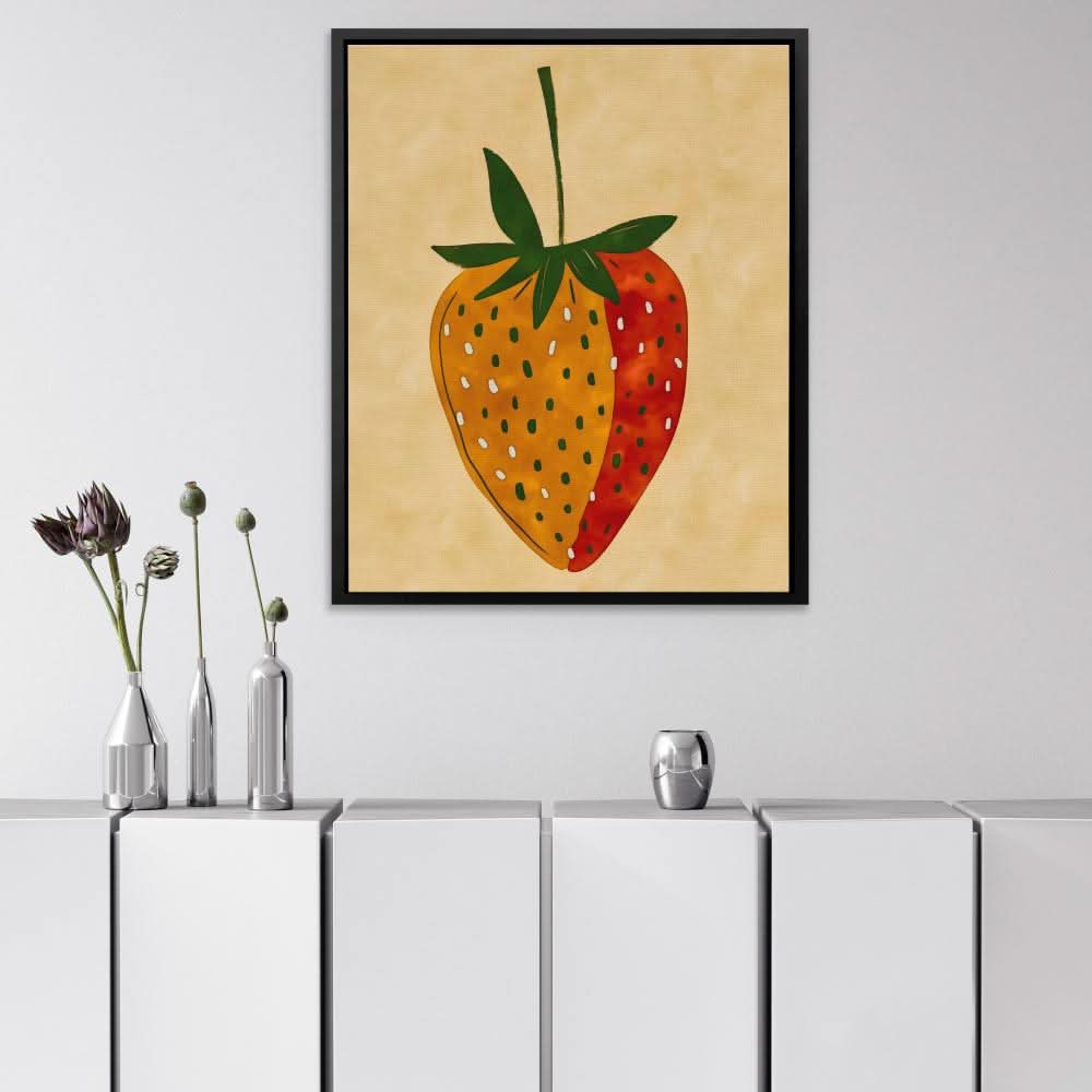 Multicolor Strawberry - Modern Beige Canvas Wall Art