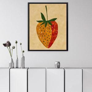 Multicolor Strawberry - Modern Beige Canvas Wall Art
