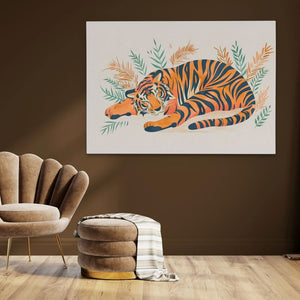 Napping Tiger - Orange Wall Art for Home Office