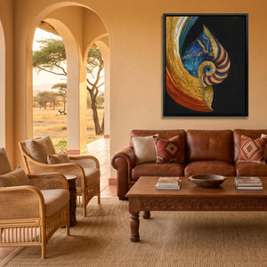 Nautilus Golden Spiral canvas wall art, room view
