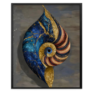 Nautilus Spiral Gold canvas wall art, room view