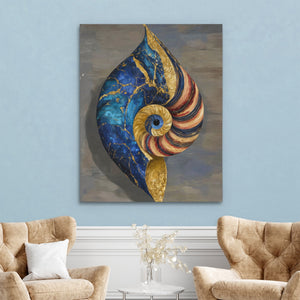 Nautilus Spiral Gold canvas wall art, room view