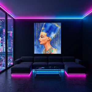 Nefertiti Tall Crown — Nefertiti Tall Crown Blue Pink Neon Room Port 104
