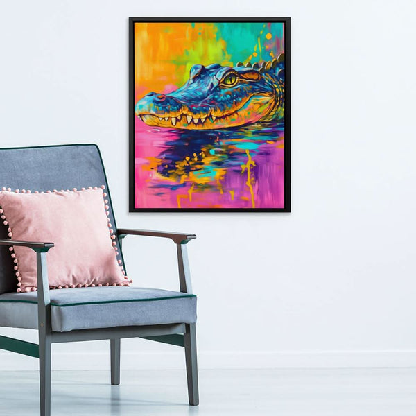 Neon Croc in a room