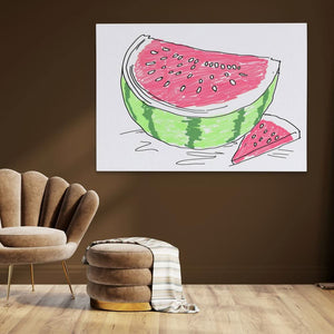 Neon Watermelon - Lime Wall Art in Black Frame