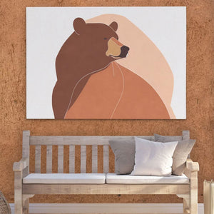 Neutral Brown Bear - Modern Neutral Canvas Wall Art