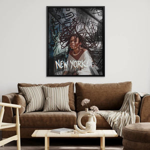 New York Chaos - Modern Wall Art in Black Frame