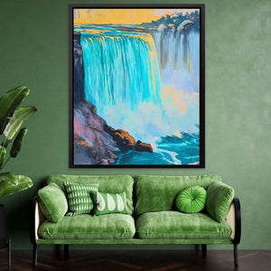 Niagara Falls in Gold and Blue - Large Canvas Print