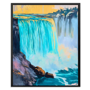 Niagara Falls in Gold and Blue - Blue Nature Canvas Print