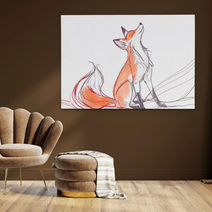 Noble Fox - Minimalist Wall Art in Black Frame