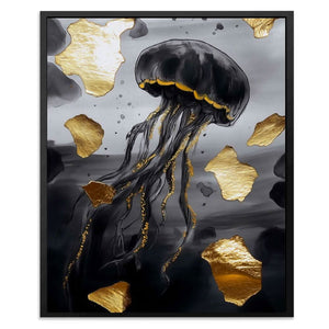 Noir Gold Jellyfish - Luxury Wall Art