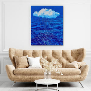 Oceanic Rainstorm - Abstract Blue Canvas Wall Art