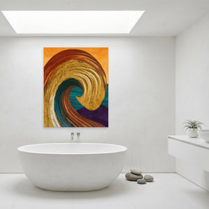 Ochre Wave Momentum canvas wall art, room view