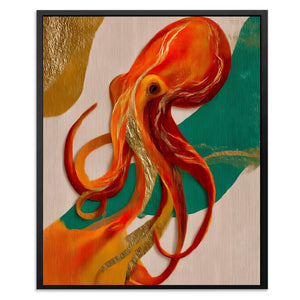 Octopus Flowing Line canvas wall art, room view