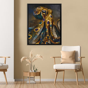 Octopus Golden Depths - Luxury Wall Art